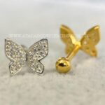 Minibarbell Prata 925 Borboleta Zircônias - Imagem 2
