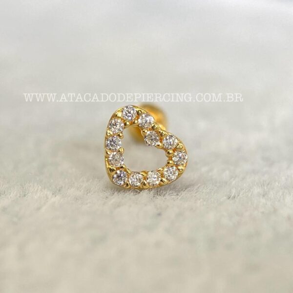 Minibarbell Prata 925 Coração Zircônias - Imagem 4