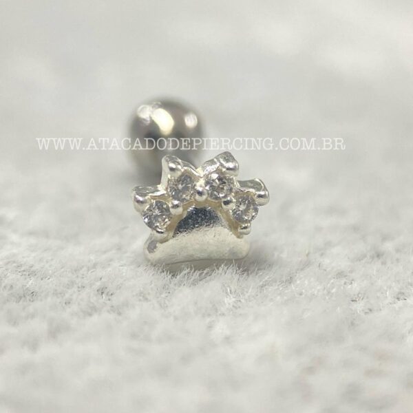 Minibarbell Prata 925 Patinha Zircônias - Imagem 2