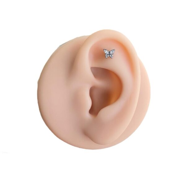 Labret Rosca Interna Titânio Borboleta Zircônias - Imagem 5