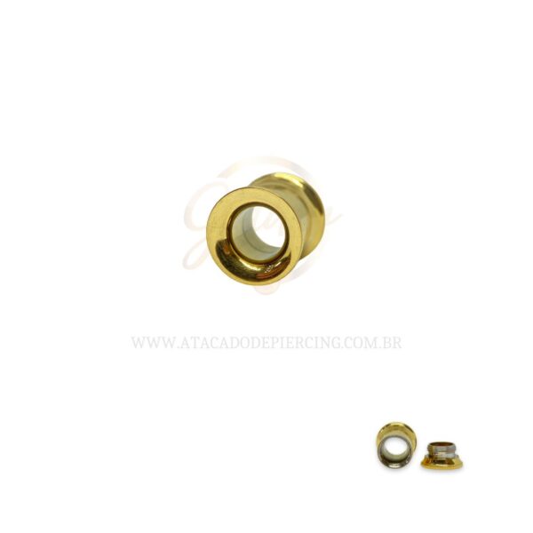 Alargador Aço Cirúrgico Rosca Interna Gold Pvd - Imagem 1