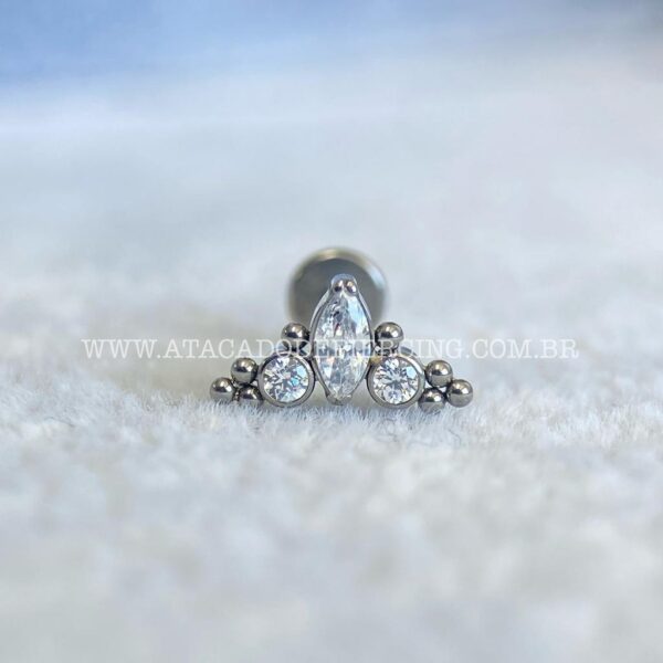 Labret Rosca Interna Titânio Indiano Zircônias - Imagem 1