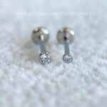 Labret Titânio Push Pin Zircônia