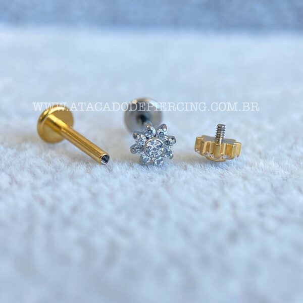 Labret Rosca Interna Titânio Flor Zircônias - Imagem 2