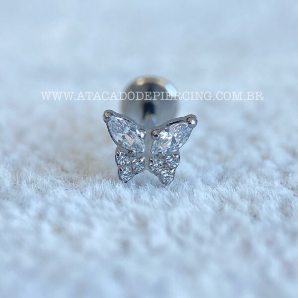 Labret Rosca Interna Titânio Borboleta Zircônias - Imagem 4