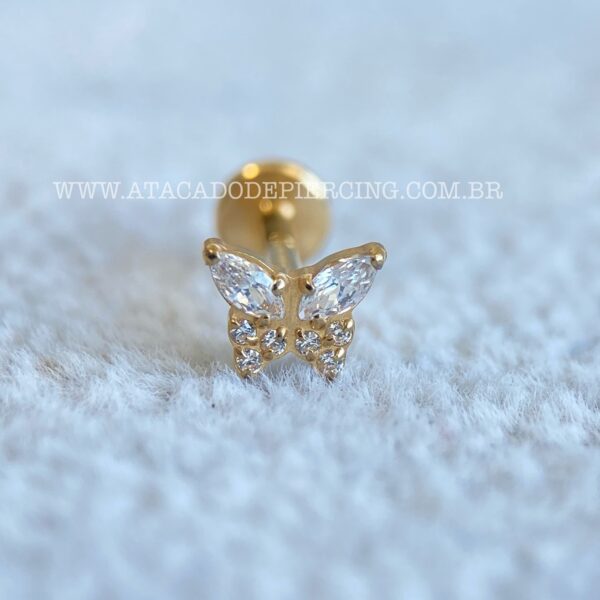 Labret Rosca Interna Titânio Borboleta Zircônias - Imagem 3