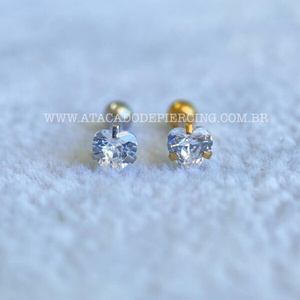 Minibarbell Aço Zircônia Coração - Imagem 1