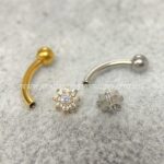 Minibarbell Curvo Aço 316L Rosca Interna Flor Zircônias - Imagem 3