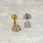 Labret Aço Rosca Interna Meia Flor Zircônias - Imagem 3