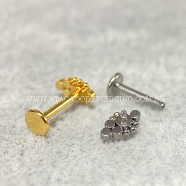 Labret Aço Rosca Interna Indiano Zircônias - Imagem 3