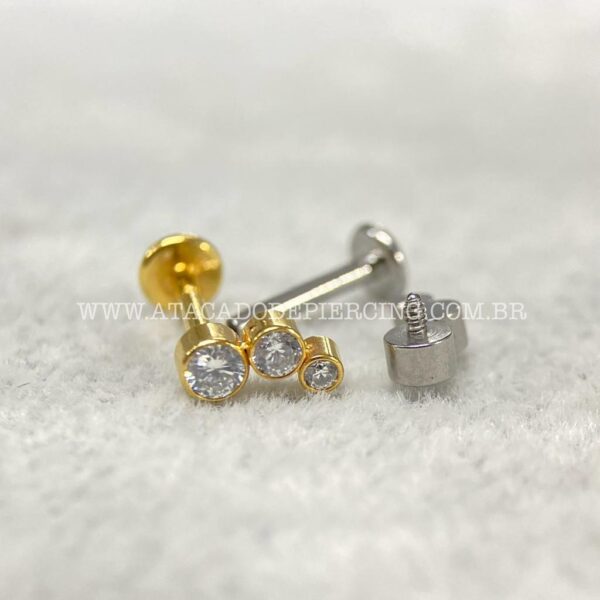 Labret Aço Rosca Interna Cluster Zircônias - Imagem 3
