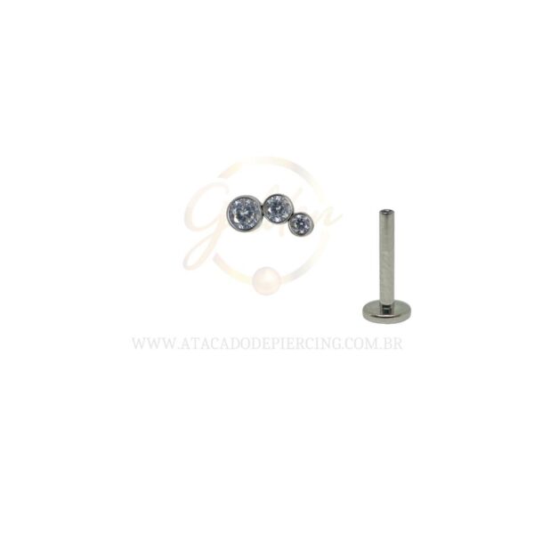 Labret Aço Rosca Interna Cluster Zircônias - Imagem 2