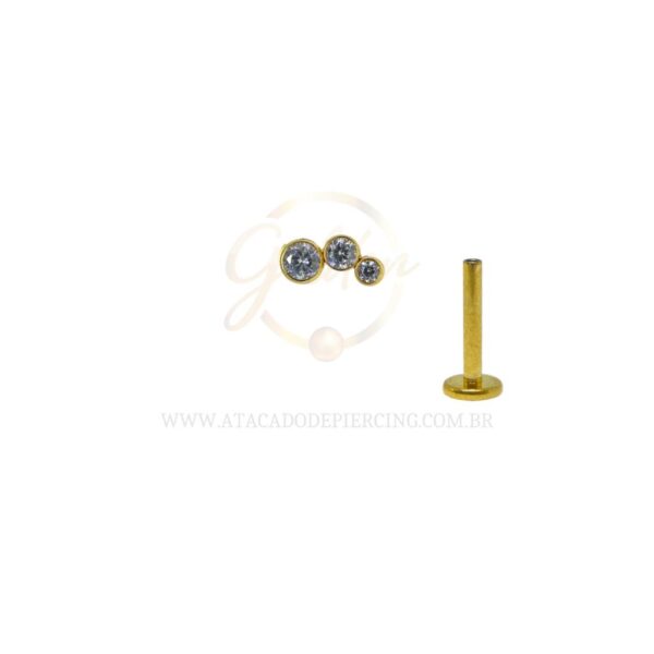 Labret Aço Rosca Interna Cluster Zircônias - Imagem 4