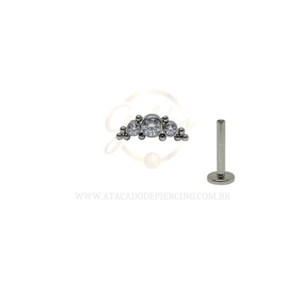 Labret Aço Rosca Interna Cluster Indiano Zircônias - Imagem 2