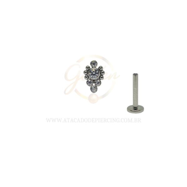 Labret Aço Rosca Interna Indiano Zircônias - Imagem 2