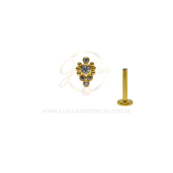 Labret Aço Rosca Interna Indiano Zircônias - Imagem 4