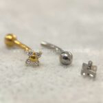 Minibarbell Curvo Aço Rosca Interna Trevo Zircônias - Imagem 7