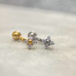 Minibarbell Curvo Aço Rosca Interna Trevo Zircônias - Imagem 4