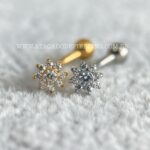 Minibarbell Curvo Titânio Rosca Interna Flor Zircônias