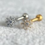Minibarbell Curvo Titânio Rosca Interna Flor Zircônias - Imagem 4