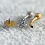 Minibarbell Curvo Titânio Rosca Interna Flor Zircônias - Imagem 3
