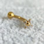 Minibarbell Curvo Aço Rosca Interna Trevo Zircônias - Imagem 3