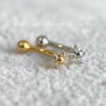 Minibarbell Curvo Aço Rosca Interna Trevo Zircônias - Imagem 5