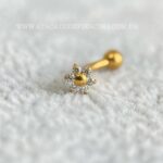 Minibarbell Curvo Titânio Rosca Interna Flor Zircônias - Imagem 3