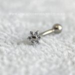 Minibarbell Curvo Titânio Rosca Interna Flor Zircônias - Imagem 2