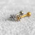 Minibarbell Curvo Titânio Rosca Interna Flor Zircônias - Imagem 4