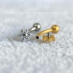 Minibarbell Curvo Titânio Rosca Interna Flor Zircônias