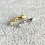 Minibarbell Curvo Titânio Rosca Interna Opala Branca - Imagem 4