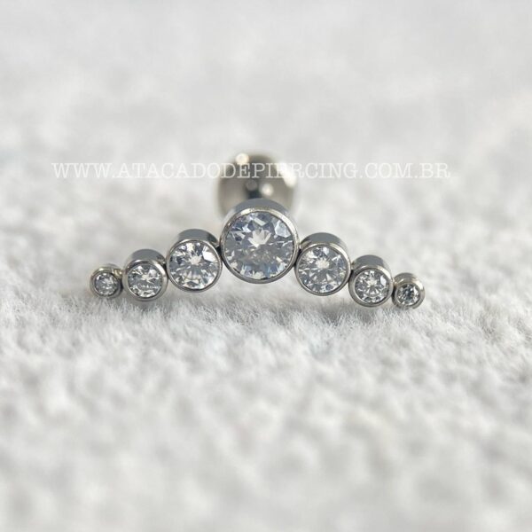 Labret Aço Rosca Interna Cluster Zircônias - Imagem 3