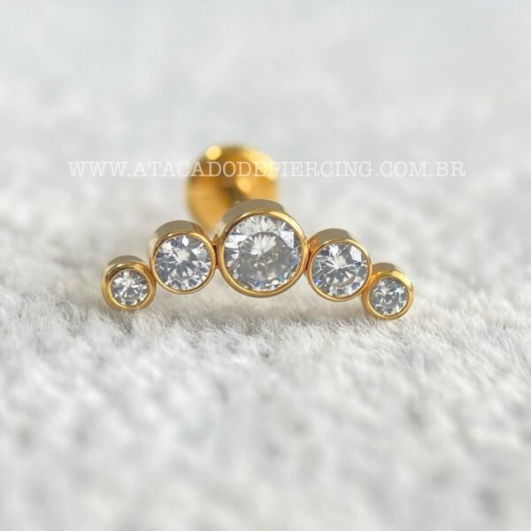 Labret Aço Rosca Interna Cluster Zircônias - Imagem 2