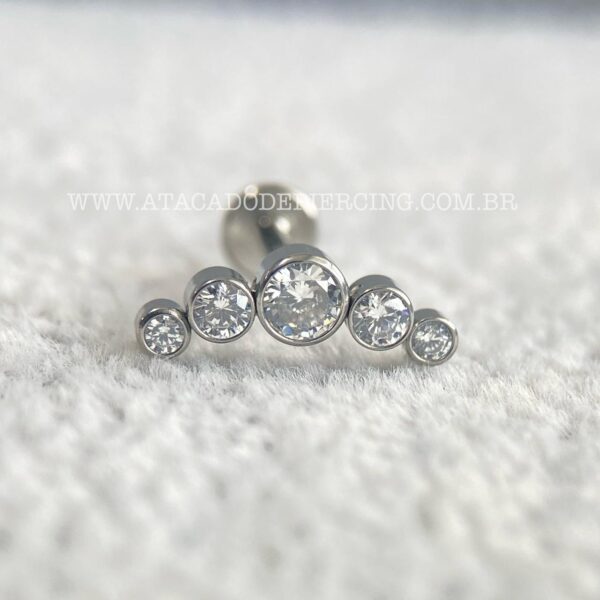 Labret Aço Rosca Interna Cluster Zircônias - Imagem 3