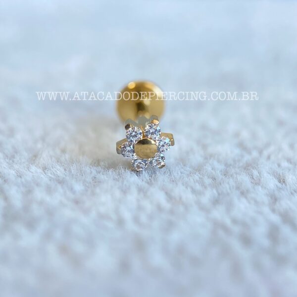 Labret Aço Rosca Interna Flor Zircônias - Imagem 3
