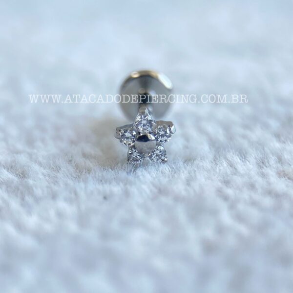 Labret Aço Rosca Interna Flor Zirconias - Imagem 4