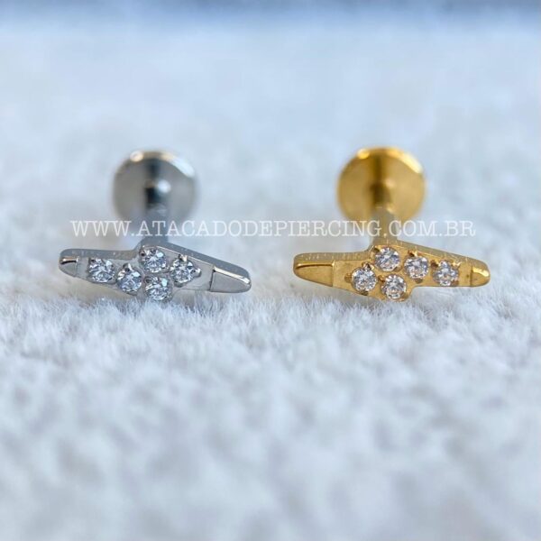 Labret Aço Rosca Interna Raio Zircônias - Imagem 1