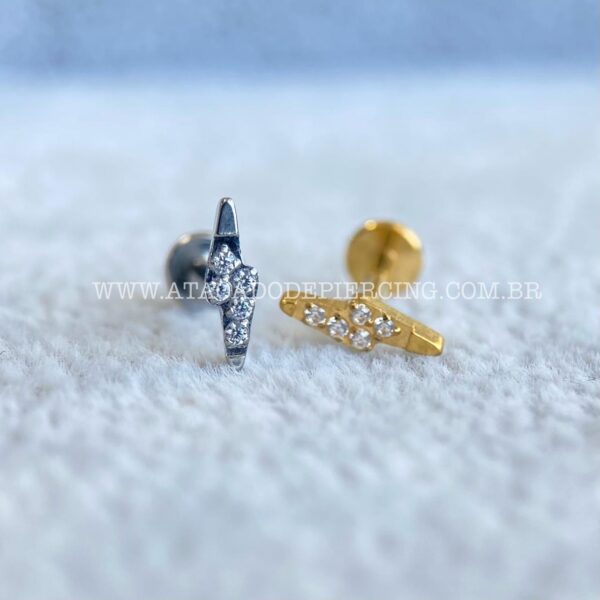 Labret Aço Rosca Interna Raio Zircônias - Imagem 2