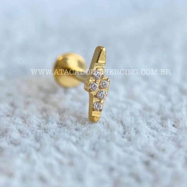 Labret Aço Rosca Interna Raio Zircônias - Imagem 4