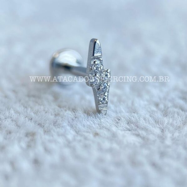 Labret Aço Rosca Interna Raio Zircônias - Imagem 3