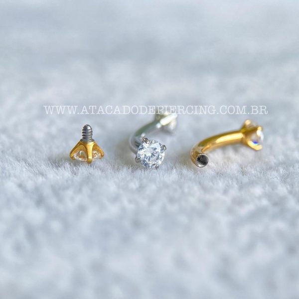 Minibarbell Curvo Aço 316L Rosca Interna Zircônia - Imagem 2