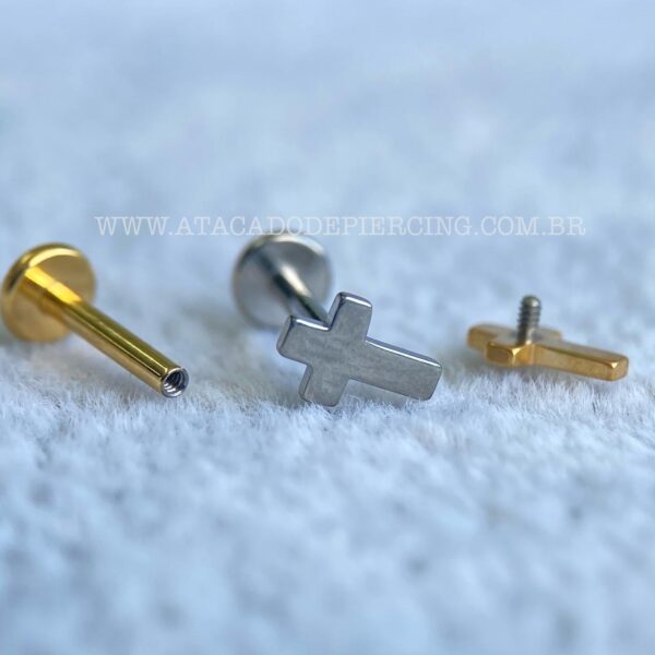 Labret Aço Rosca Interna Cruz - Imagem 3