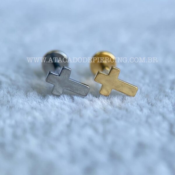 Labret Aço Rosca Interna Cruz - Imagem 1