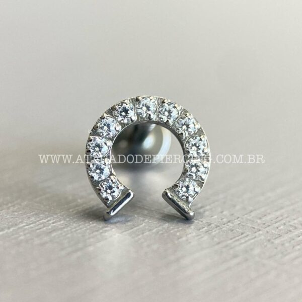Labret Rosca Interna Titânio Ferradura Zircônias - Imagem 3