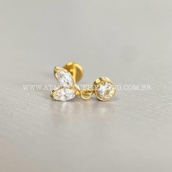 Labret Rosca Interna Titânio Pingente Zircônia - Imagem 3
