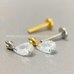 Labret Rosca Interna Titânio Pingente Zircônia Gota - Imagem 4