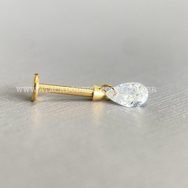 Labret Rosca Interna Titânio Pingente Zircônia Gota - Imagem 7