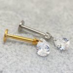 Labret Rosca Interna Titânio Pingente Zircônia Gota