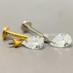 Labret Rosca Interna Titânio Pingente Zircônia Gota - Imagem 3